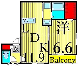 ベルウッド町屋 1LDKの間取図画像