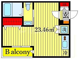 アルカンシエル北千住 1DKの間取図画像