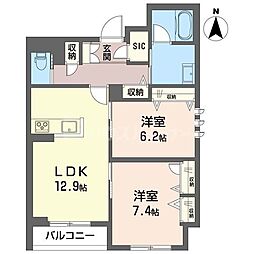 ボン ベルディ 2LDKの間取図画像