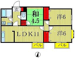 コートグランディア一ツ家 3LDKの間取図画像