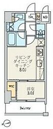 クレストコート北千住レジデンス 1LDKの間取図画像