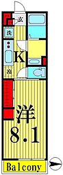 リブリ・サンオアシス 1Kの間取図画像
