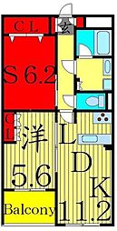 メゾンブラン 1SLDKの間取図画像