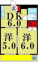 メゾン宮崎 2DKの間取図画像