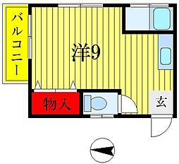 コーポ第三フクジュ ワンルームの間取図画像