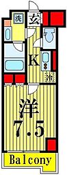 ルーブル西新井 1Kの間取図画像