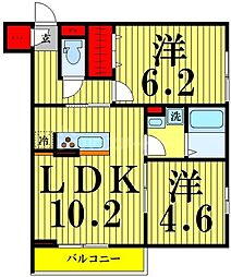 エクセル3 2LDKの間取図画像