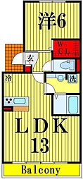 シトロンフレア2 1LDKの間取図画像