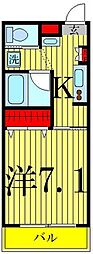 ハニーマンション 1Kの間取図画像