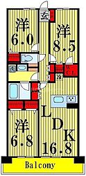 ロイヤルパークス西新井 3LDKの間取図画像