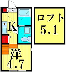 ハーモニーテラス千住緑町 1Kの間取図画像