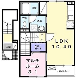 シャンドフルール 1LDKの間取図画像
