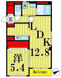ラシーネ扇アイリス 1LDKの間取図画像