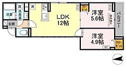 セレスティア六町IV 2LDKの間取図画像