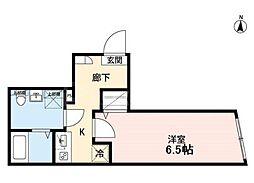 エクセラン五反野 1Kの間取図画像
