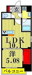 S-RESIDENCE千住大橋 1LDKの間取図画像