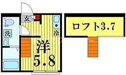 ル・ソレイユ五反野 ワンルームの間取図画像