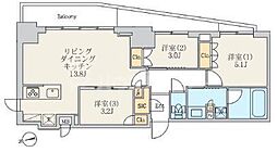 クレストコート北千住レジデンス 3LDKの間取図画像