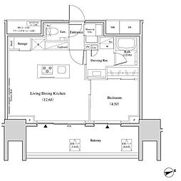 ザ・パークハビオ北千住 1LDKの間取図画像