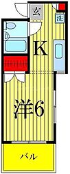 コーポ・サンヒルズ 1Kの間取図画像