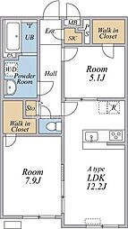 リブリ・アーバンクレスト 2LDKの間取図画像
