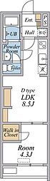 リブリ・アーバンクレスト 1LDKの間取図画像