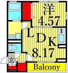 ヴィラデルソル1 1LDKの間取図画像
