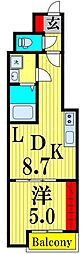 メゾン・ドゥ・アッシュ六町 1LDKの間取図画像