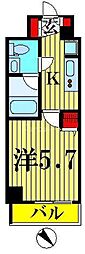 AZEST北千住 1Kの間取図画像