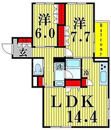 ベレオグランデ風待月 2LDKの間取図画像