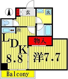 Papillon 1LDKの間取図画像