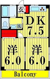 グランツハイムA 2DKの間取図画像