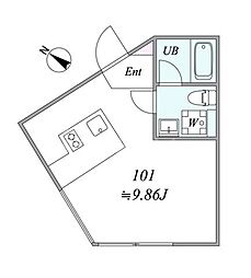 trias351 ワンルームの間取図画像