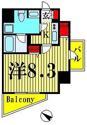 ディアレイシャス北千住 1Kの間取図画像