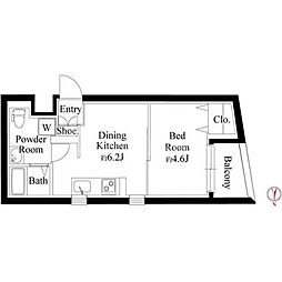 ジュネス北千住S 1DKの間取図画像