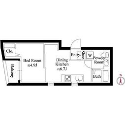 ジュネス北千住N 1DKの間取図画像