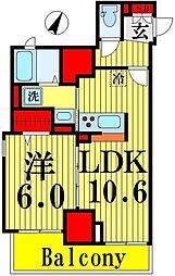アビタ・ヴァン 1LDKの間取図画像