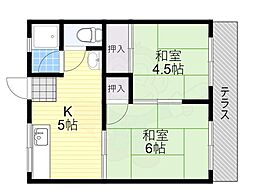 寺本ハイツA棟 2Kの間取図画像