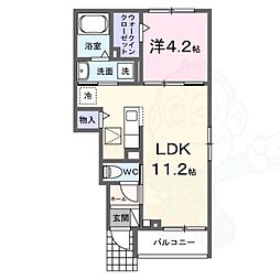 エレガンス ハーモニー 1階1LDKの間取り