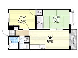 だいわ池田ハイツ 2DKの間取図画像
