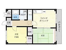メゾン大和生駒 2LDKの間取図画像