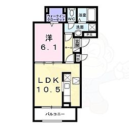 アプリコット3 1LDKの間取図画像