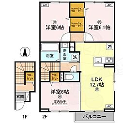 サニーヒロII 3LDKの間取図画像