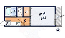 サンライズ藤本 1Kの間取図画像