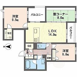 シャーメゾン オークルート奈良 3LDKの間取図画像
