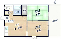 シティロイヤル西大寺宝ケ丘 2DKの間取図画像