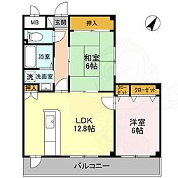 エスポワール三松 2LDKの間取図画像