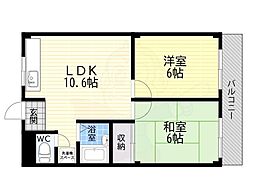 中村ハイツ 2LDKの間取図画像