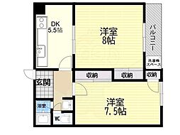 ハイツ平沼 2DKの間取図画像