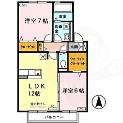 リビングタウン四条大路B 2LDKの間取図画像